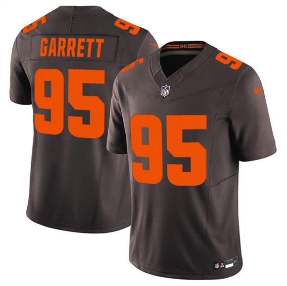 Cleveland Browns #95 Myles Garrett Brown 2025 F.U.S.E. Alpha Dawg Limited Football Stitched Jersey