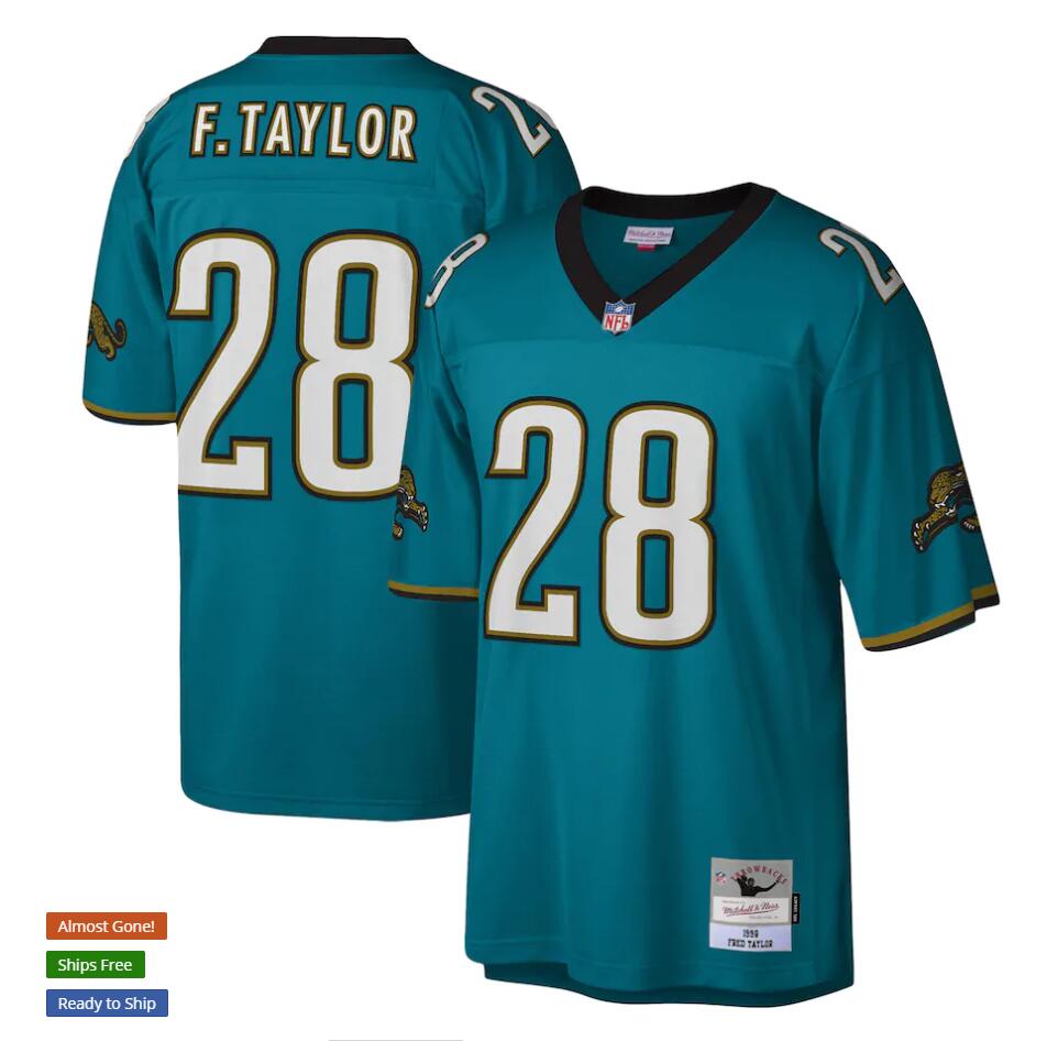 Jacksonville Jaguars #28 Fred Taylor Mitchell & Ness Teal NFL Throwback Football Jersey