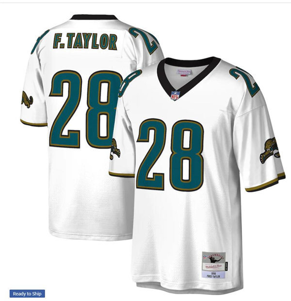 Jacksonville Jaguars #28 Fred Taylor Mitchell&Ness White Legacy Throwback Jersey