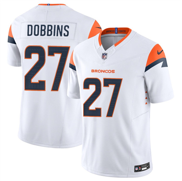 Denver Broncos #27 J.K. Dobbins White 2025 F.U.S.E. Vapor Limited Football Stitched Jersey