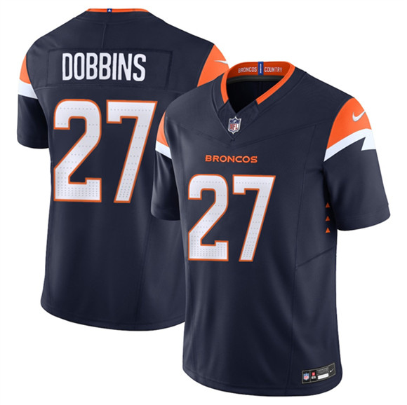 Denver Broncos #27 J.K. Dobbins Navy F.U.S.E. Vapor Limited Football Stitched Jersey
