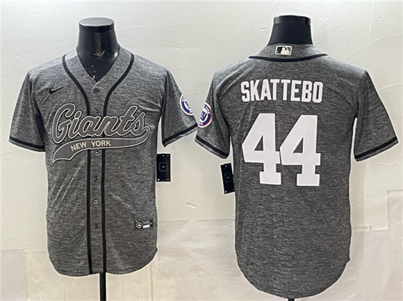 New York Giants #44 Cam Skattebo Gray With Patch Cool Base Stitched Baseball Jersey