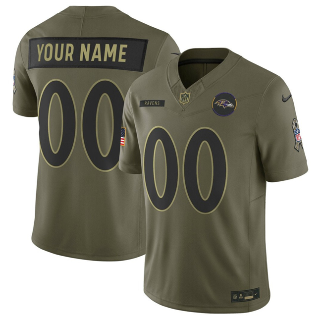 Baltimore Ravens Active Player Custom Olive 2025 F.U.S.E. Salute to Service Limited Football Jersey