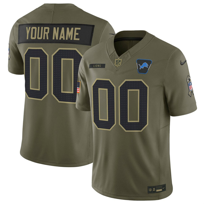 Detroit Lions Active Player Custom Olive 2025 F.U.S.E. Salute to Service Limited Stitched Football Jersey Detroit Lions Active Player Custom Olive 2025 F.U.S.E. Salute to Service Limited Stitched Football Jersey