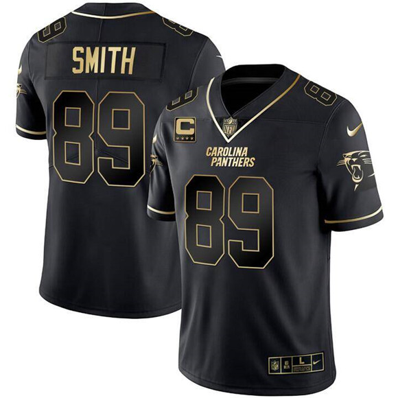 Carolina Panthers #89 Steve Smith Black Gold With 4-Star C Patch Vapor Limited Football Stitched Jersey