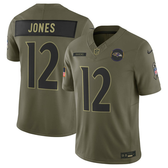 Baltimore Ravens #12 Jacoby Jones Olive 2025 Salute to Service Limited Football Stitched Jersey