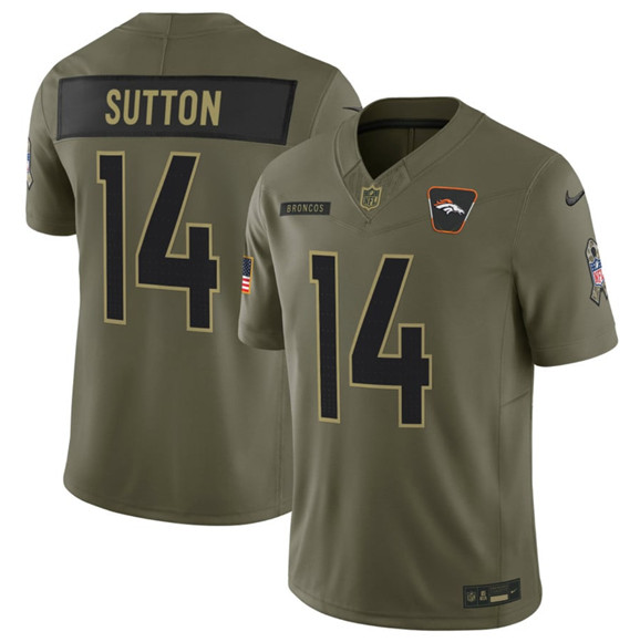 Denver Broncos #14 Courtland Sutton Olive 2025 Salute to Service Limited Football Stitched Jersey Denver Broncos #14 Courtland Sutton Olive 2025 Salute to Service Limited Football Stitched Jersey