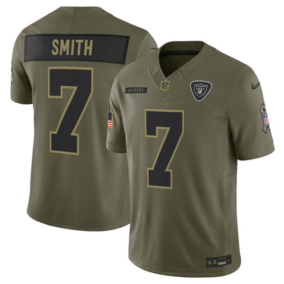 Las Vegas Raiders #7 Geno Smith Olive 2025 Salute to Service Limited Football Stitched Jersey