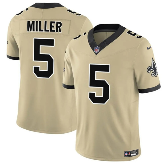 New Orleans Saints #5 Kendre Miller Gold 2025 F.U.S.E. Alternate Vapor Limited Football Stitched Jersey