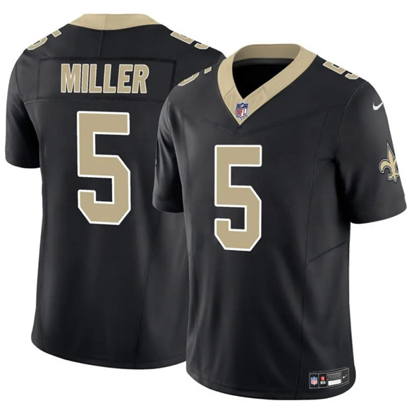 New Orleans Saints #5 Kendre Miller Black 2025 F.U.S.E Vapor Limited Football Stitched Jersey