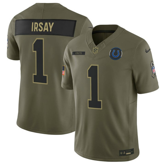 Indianapolis Colts #1 Jim Irsay Olive 2025 Salute to Service Limited Football Stitched Jersey