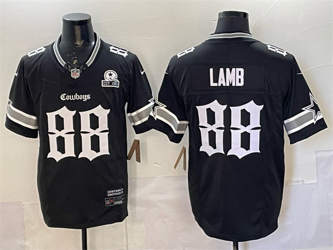 Dallas Cowboys #88 CeeDee Lamb Black 2025 F.U.S.E. 'Gothic Lone Star Edition' With Established In 1960 Patch Vapor Limited Stitched Football Jersey