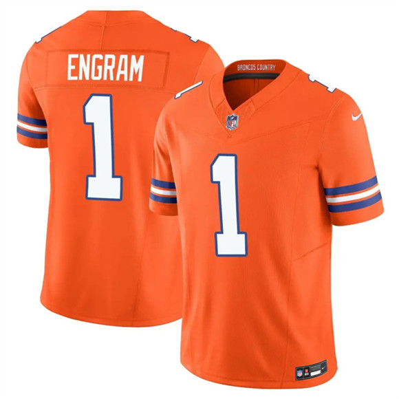 Denver Broncos #1 Evan Engram Orange F.U.S.E. Mile High Collection 1977 Throwback Vapor Limited Football Stitched Jersey
