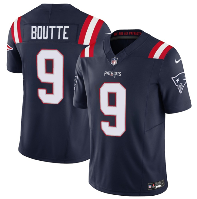 New England Patriots #9 Kayshon Boutte Navy 2025 F.U.S.E. Vapor Limited Football Stitched Jersey