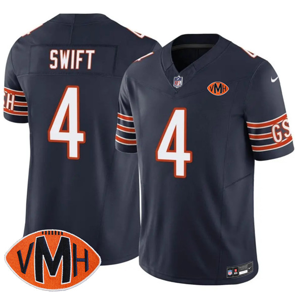 Chicago Bears #4 D'Andre Swift Navy 2025 F.U.S.E. With Illinois and VMH Patch Vapor Untouchable Limited Football Stitched Jersey Chicago Bears #4 D'Andre Swift Navy 2025 F.U.S.E. With Illinois and VMH Patch Vapor Untouchable Limited Football Stitched Jersey