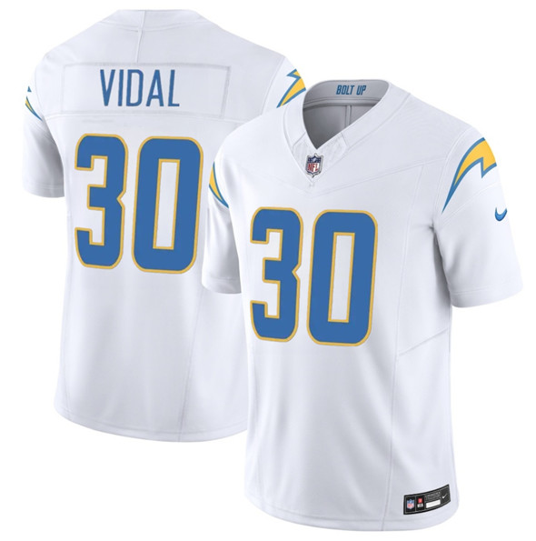 Los Angeles Chargers #30 Kimani Vidal White 2025 F.U.S.E. Vapor Limited Football Stitched Jersey