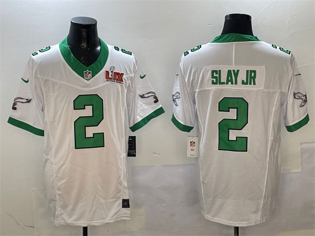Philadelphia Eagles #2 Darius Slay Jr. White 2025 Super Bowl LIX Patch F.U.S.E. Vapor Untouchable Limited Stitched Football Jersey