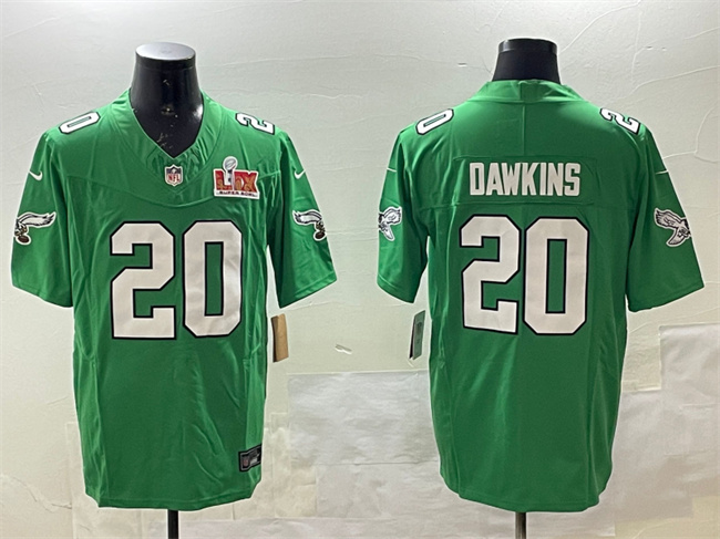Philadelphia Eagles #20 Brian Dawkins Green 2025 Super Bowl LIX Patch F.U.S.E. Throwback Vapor Untouchable Limited Stitched Football Jersey Philadelphia Eagles #20 Brian Dawkins Green 2025 Super Bowl LIX Patch F.U.S.E. Throwback Vapor Untouchable Limited Stitched Football Jersey