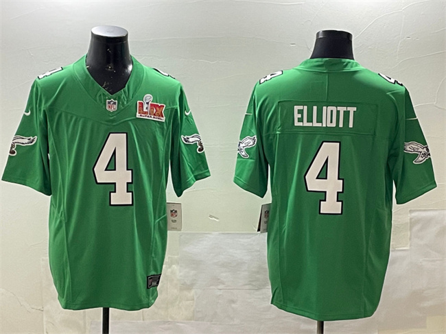 Philadelphia Eagles #4 Jake Elliott Green 2025 Super Bowl LIX Patch F.U.S.E. Throwback Vapor Untouchable Limited Stitched Football Jersey