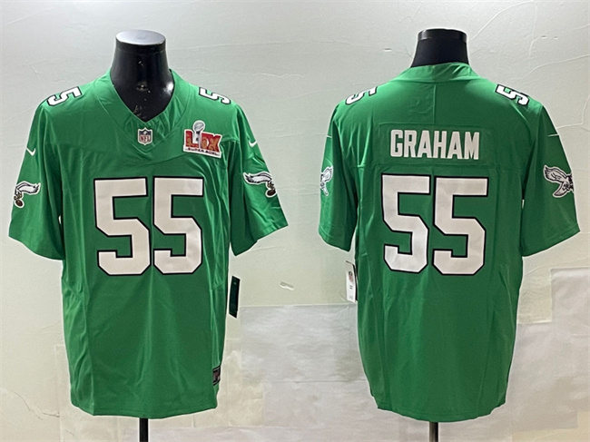 Philadelphia Eagles #55 Brandon Graham Green 2025 Super Bowl LIX Patch F.U.S.E. Throwback Vapor Untouchable Limited Stitched Football Jersey