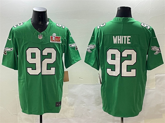 Philadelphia Eagles #92 Reggie White Green 2025 Super Bowl LIX Patch F.U.S.E. Throwback Vapor Untouchable Limited Stitched Football Jersey