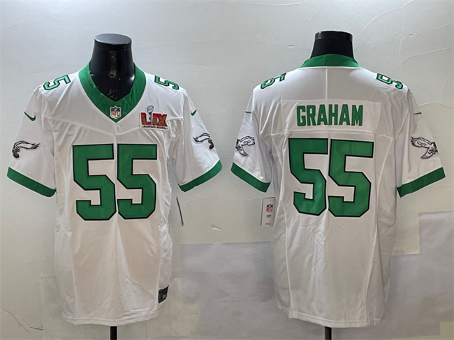 Philadelphia Eagles #55 Brandon Graham White 2025 Super Bowl LIX Patch F.U.S.E. Vapor Untouchable Limited Stitched Football Jersey