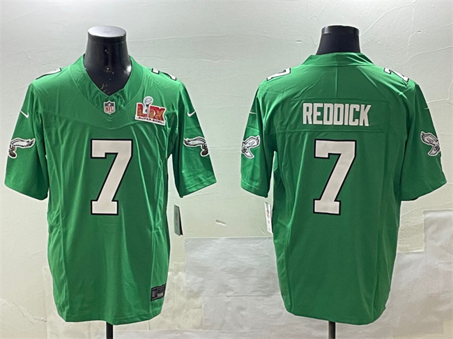 Philadelphia Eagles #7 Haason Reddick Green 2025 Super Bowl LIX Patch F.U.S.E. Throwback Vapor Untouchable Limited Stitched Football Jersey