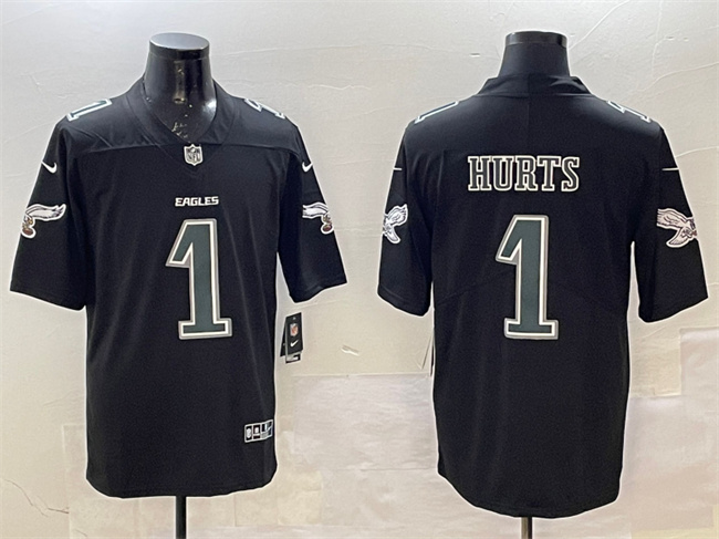 Philadelphia Eagles #1 Jalen Hurts Black Fashion New Vapor Untouchable Limited Stitched Football Jersey