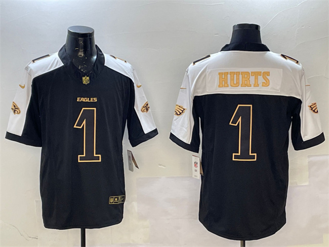 Philadelphia Eagles #1 Jalen Hurts Black Gold New F.U.S.E. Vapor Untouchable Limited Football Stitched Jersey