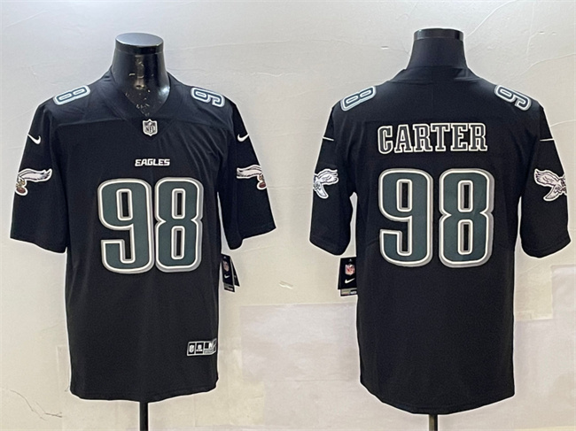Philadelphia Eagles #98 Jalen Carter Black Fashion New Vapor Untouchable Limited Football Stitched Jersey