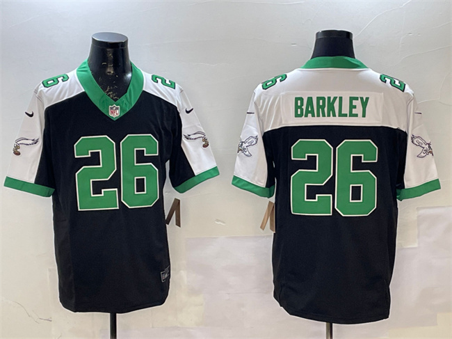 Philadelphia Eagles #26 Saquon Barkley Black White F.U.S.E. Vapor Untouchable Limited Football Stitched Jersey