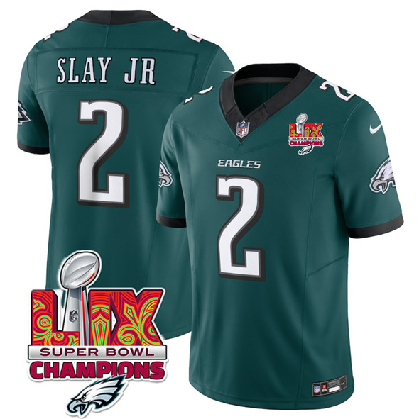 Philadelphia Eagles #2 Darius Slay JR Green 2025 Eagles Logo Super Bowl LIX Patch New F.U.S.E. Vapor Limited Football Stitched Jersey