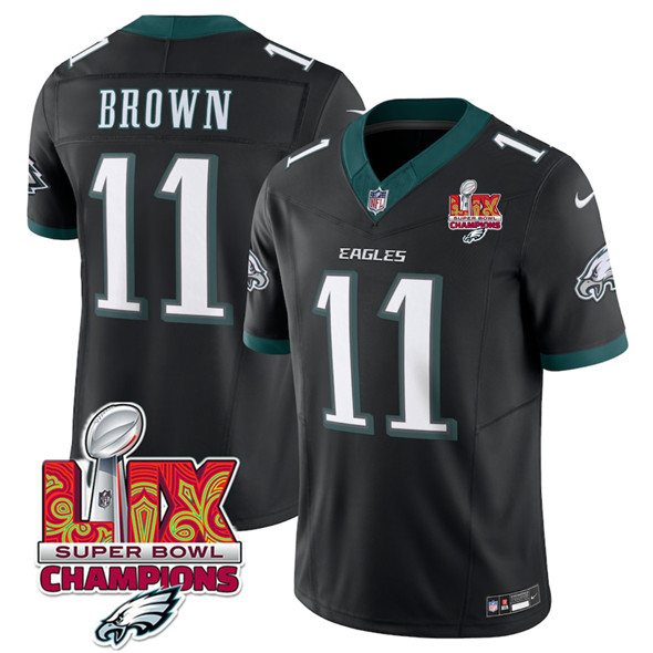 Philadelphia Eagles #11 A.J. Brown Black 2025 Eagles Logo Super Bowl LIX Patch New F.U.S.E. Vapor Untouchable Limited Football Stitched Jersey