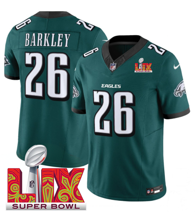 Philadelphia Eagles #26 Saquon Barkley Green 2025 Super Bowl LIX Patch New F.U.S.E. Vapor Untouchable Limited Stitched Football Jersey