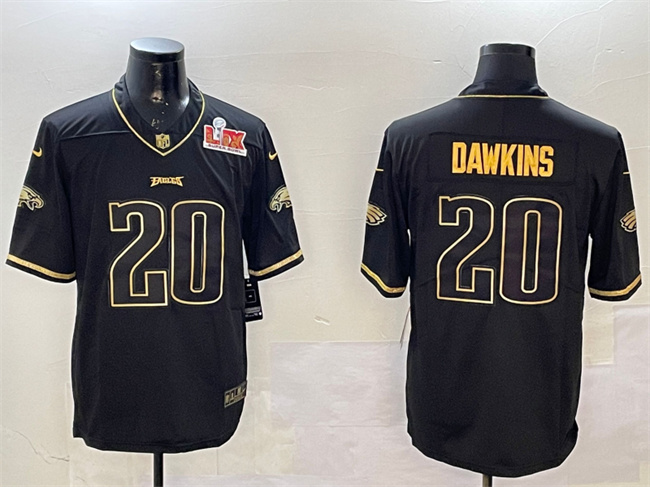 Philadelphia Eagles #20 Brian Dawkins Black Gold 2025 Super Bowl LIX Patch Salute To Service Vapor Untouchable Limited Stitched Football Jersey