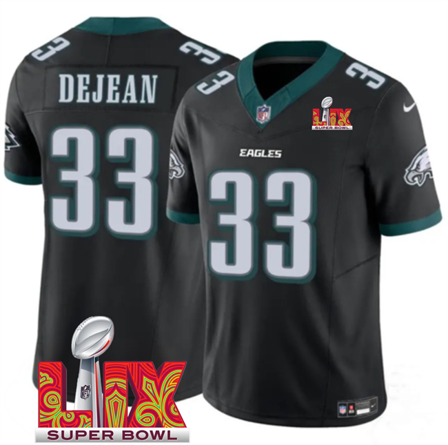Philadelphia Eagles #33 Cooper DeJean Black 2025 Super Bowl LIX Patch New F.U.S.E. Vapor Untouchable Limited Stitched Football Jersey