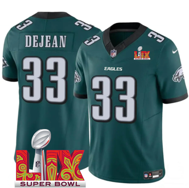Philadelphia Eagles #33 Cooper DeJean Green 2025 Super Bowl LIX Patch New F.U.S.E. Vapor Untouchable Limited Stitched Football Jersey