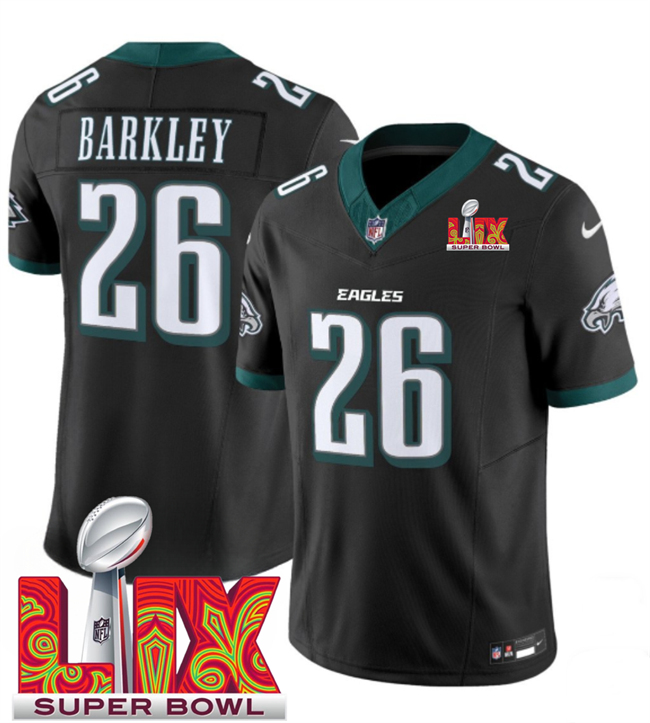 Philadelphia Eagles #26 Saquon Barkley Black 2025 Super Bowl LIX Patch New F.U.S.E. Vapor Untouchable Limited Stitched Football Jersey