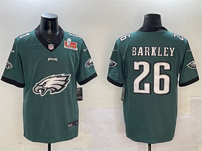 Philadelphia Eagles #26 Saquon Barkley Green 2025 Super Bowl LIX Patch Team Big Logo Vapor Untouchable Limited Stitched Football Jersey