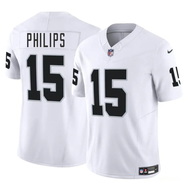 Las Vegas Raiders #15 Kyle Philips White 2025 F.U.S.E. Vapor Football Stitched Jersey Las Vegas Raiders #15 Kyle Philips White 2025 F.U.S.E. Vapor Football Stitched Jersey
