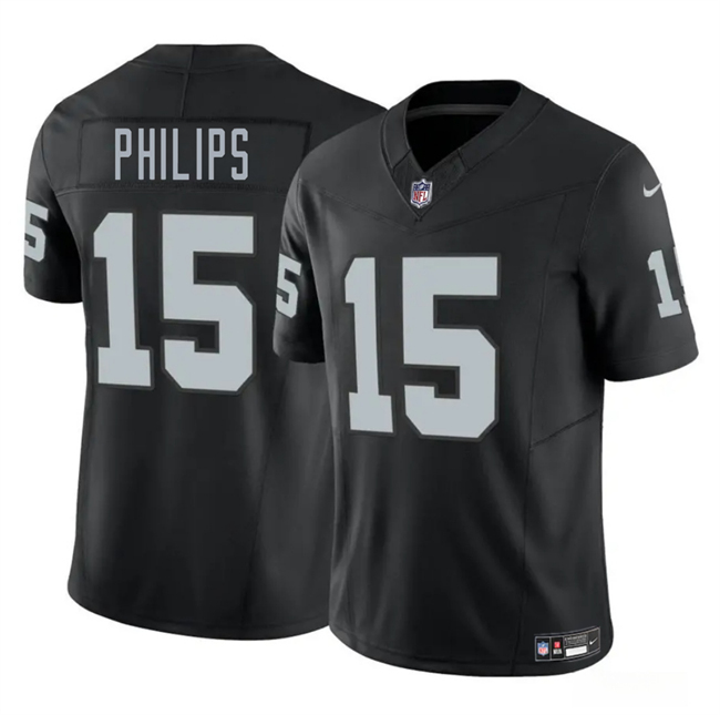 Las Vegas Raiders #15 Kyle Philips Black 2025 F.U.S.E. Vapor Football Stitched Jersey Las Vegas Raiders #15 Kyle Philips Black 2025 F.U.S.E. Vapor Football Stitched Jersey