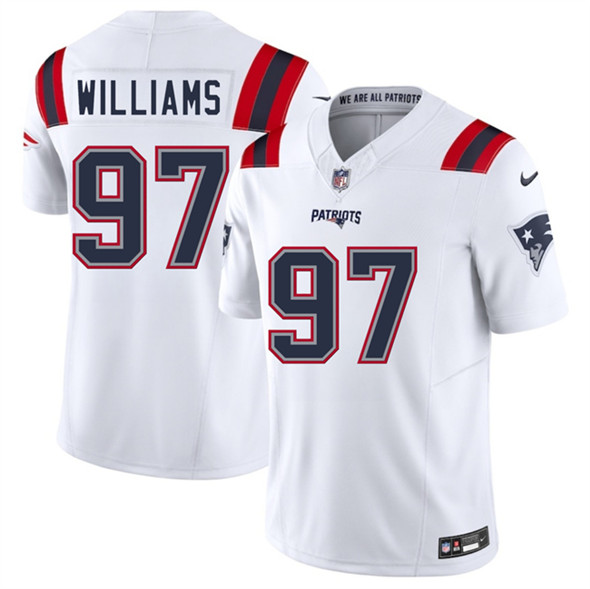 New England Patriots #97 Milton Williams White 2025 F.U.S.E. Vapor Limited Football Stitched Jersey