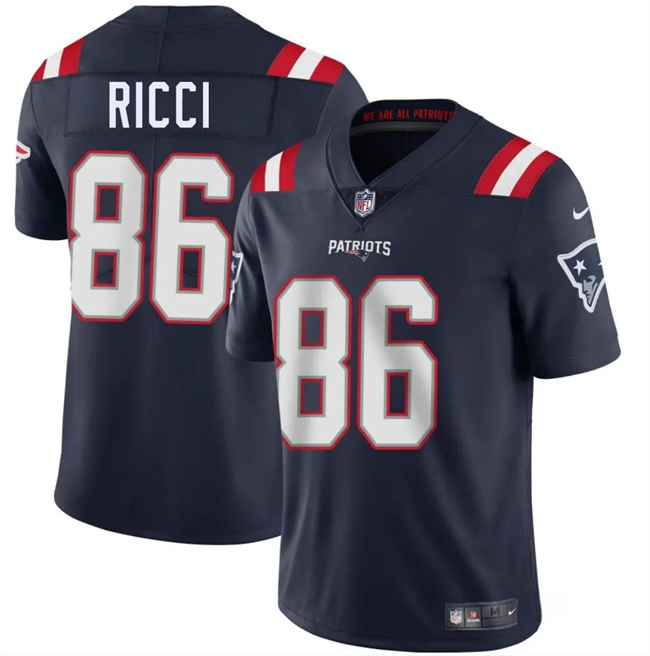 New England Patriots #86 Giovanni Ricci Navy 2025 Vapor Limited Football Stitched Jersey