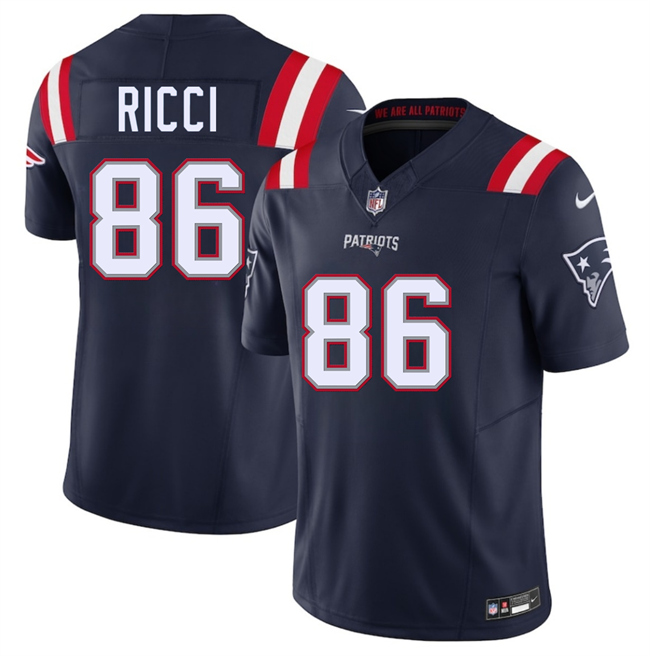 New England Patriots #86 Giovanni Ricci Navy 2025 F.U.S.E. Vapor Limited Football Stitched Jersey