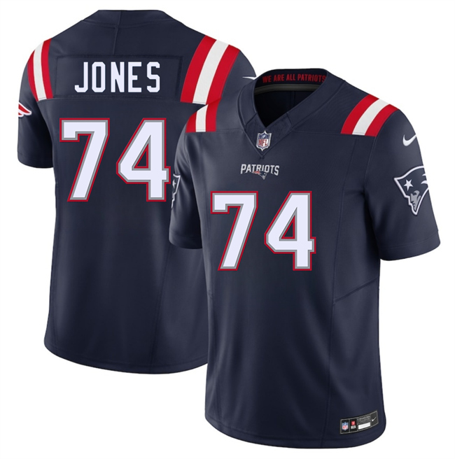 New England Patriots #74 Caleb Jones Navy 2025 F.U.S.E. Vapor Limited Football Stitched Jersey