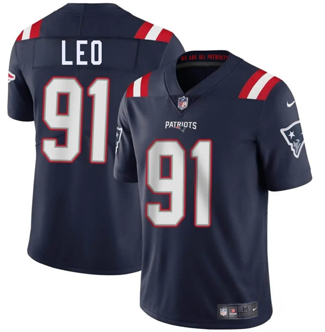 New England Patriots #91 Titus Leo Navy 2025 Vapor Limited Football Stitched Jersey