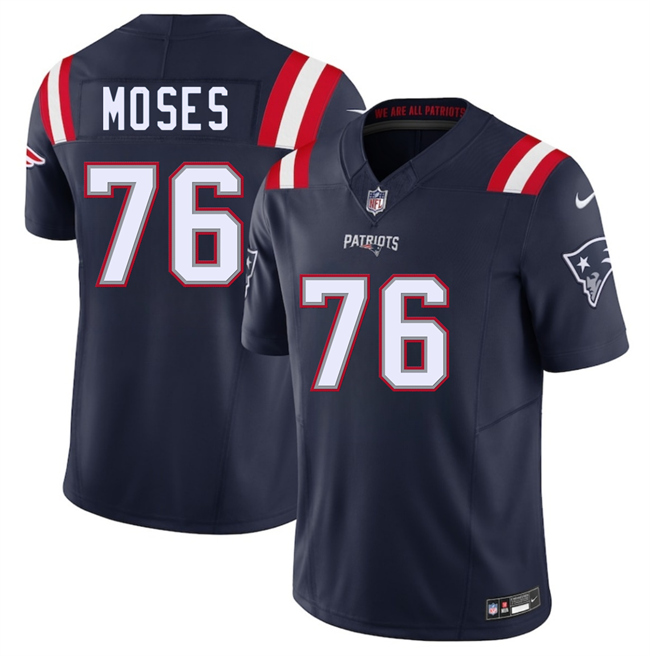 New England Patriots #76 Morgan Moses Navy 2025 F.U.S.E. Vapor Limited Football Stitched Jersey