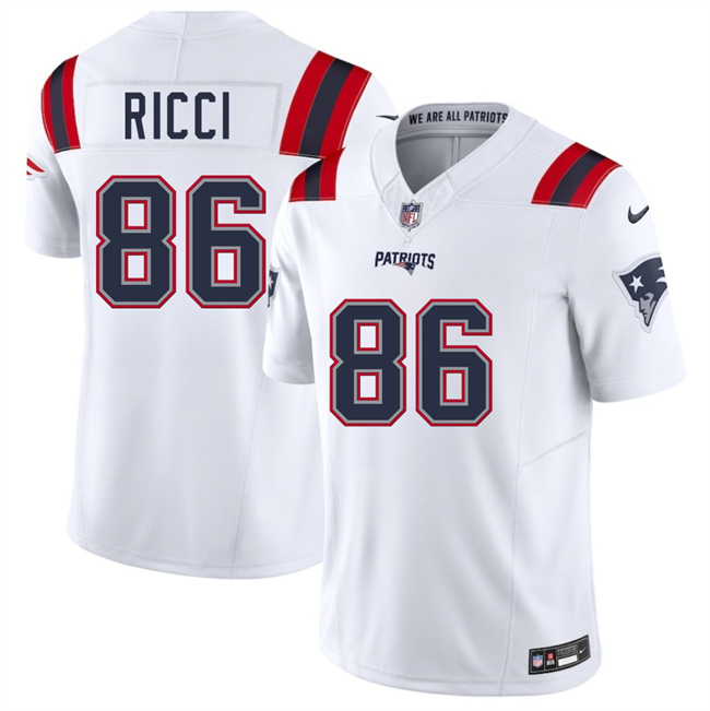 New England Patriots #86 Giovanni Ricci White 2025 F.U.S.E. Vapor Limited Football Stitched Jersey