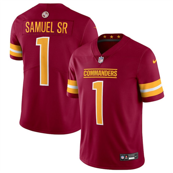 Washington Commanders #1 Deebo Samuel Sr Burgundy 2025 Vapor Limited Football Stitched Jersey
