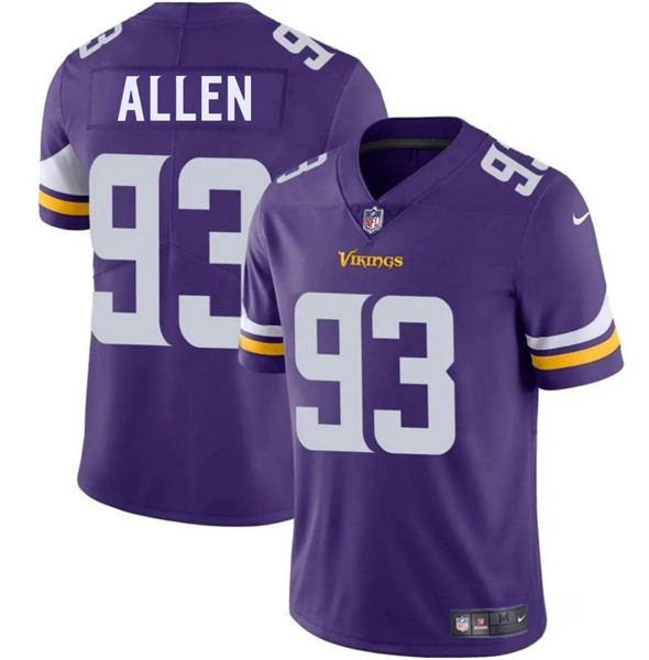 Minnesota Vikings #93 Jonathan Allen Purple 2025 Vapor Limited Football Stitched Jersey
